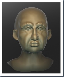 male head modeled in Sculptris (part finished)