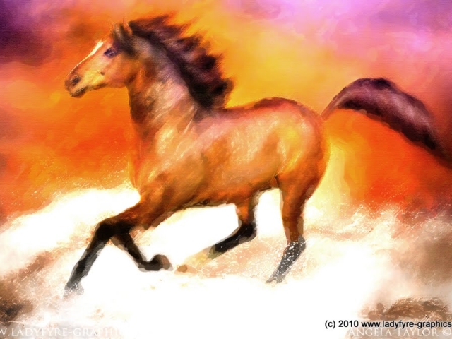 Red Gold Red Gold Millennium Horse Digital Art Painting